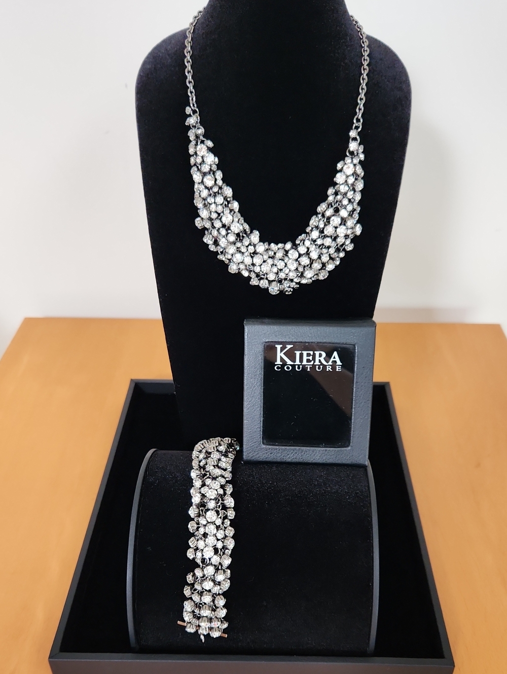 Kiera Couture Statement Bib Necklace & Wide Cluster Bracelet Set